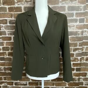 NORTON MCNAUGHTON Women’s Dark Green Blazer Size 6P Petite Jacket Stretch